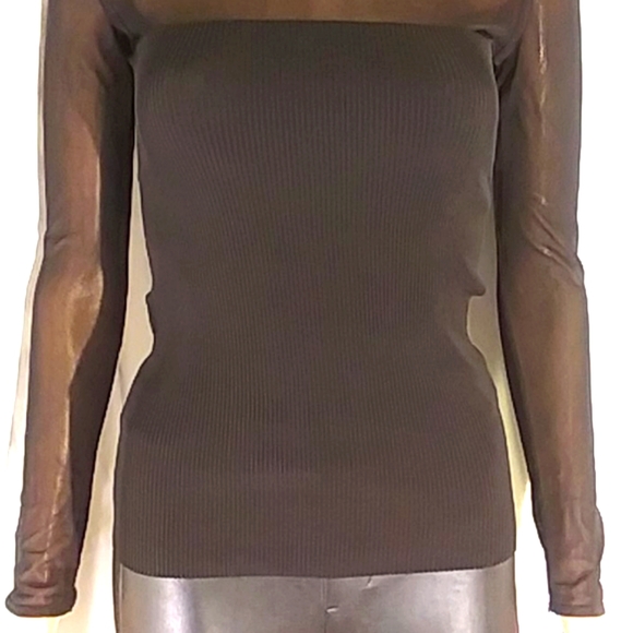 Hot 🔥 Herve Leger Paris Sheer Stretch knit Top - Picture 4 of 14